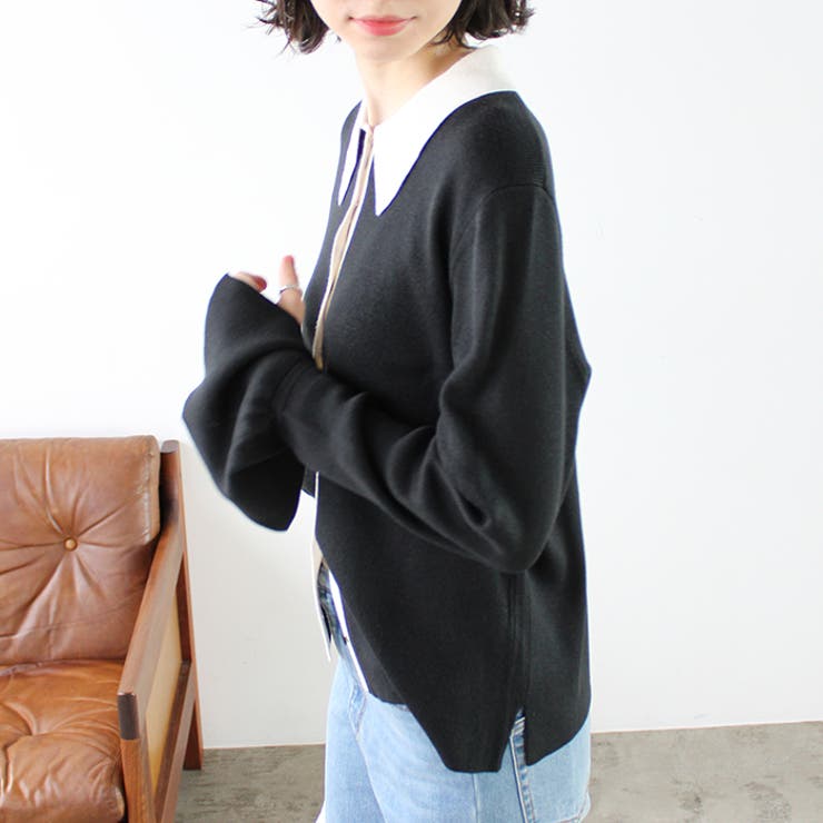 ポロ衿配色ニットカーディガン | GeeRA | 詳細画像8 