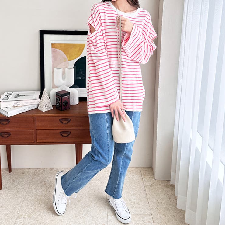 カラバリ豊富な袖スリットボーダーカットソー | GeeRA | 詳細画像8 