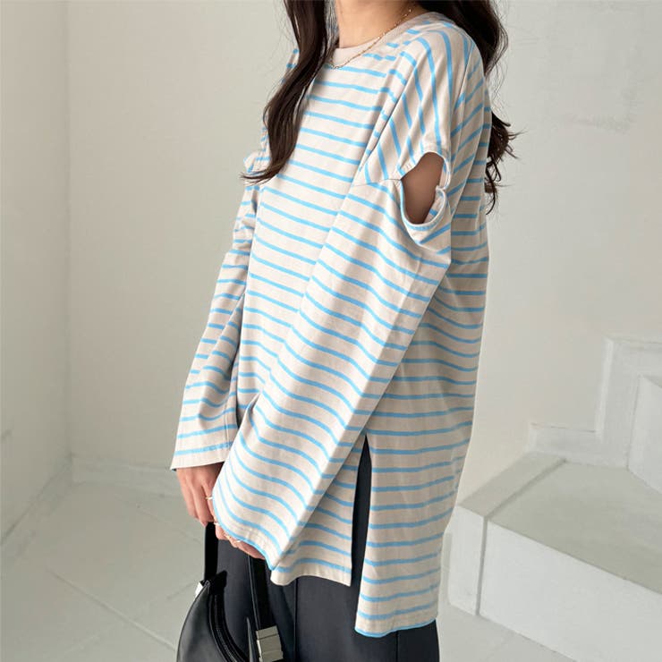 カラバリ豊富な袖スリットボーダーカットソー | GeeRA | 詳細画像15 