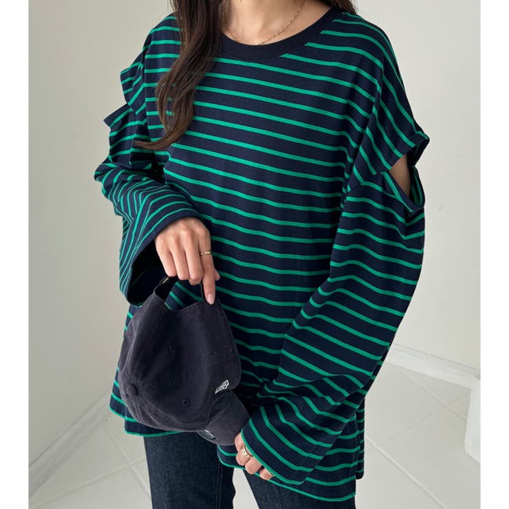 カラバリ豊富な袖スリットボーダーカットソー | GeeRA | 詳細画像22 