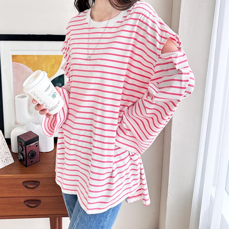 カラバリ豊富な袖スリットボーダーカットソー | GeeRA | 詳細画像6 