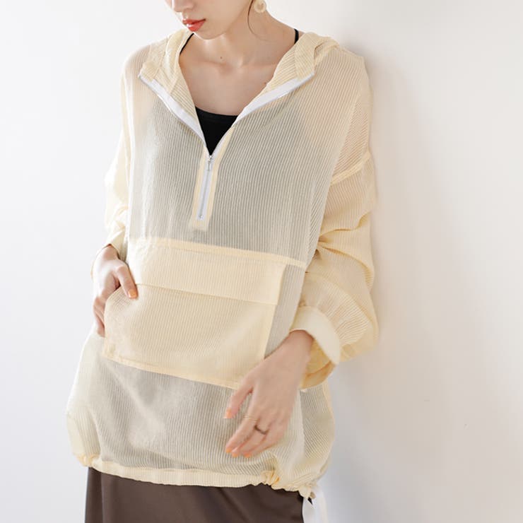 シアー素材ストライプアノラックパーカー | GeeRA | 詳細画像10 