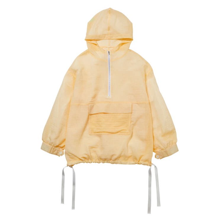 イエロー | シアー素材ストライプアノラックパーカー | GeeRA