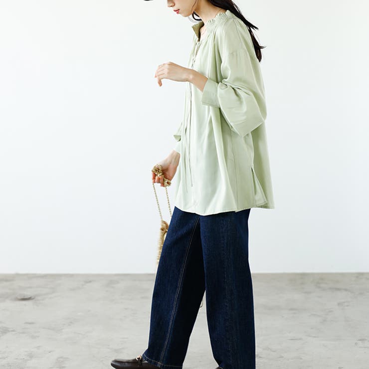 リボン付スキッパーブラウス | GeeRA | 詳細画像9 