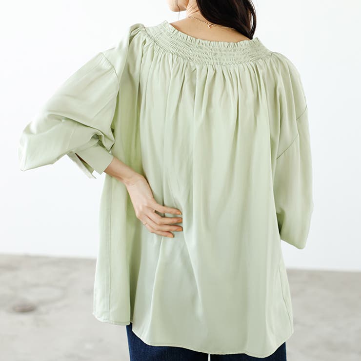 リボン付スキッパーブラウス | GeeRA | 詳細画像13 