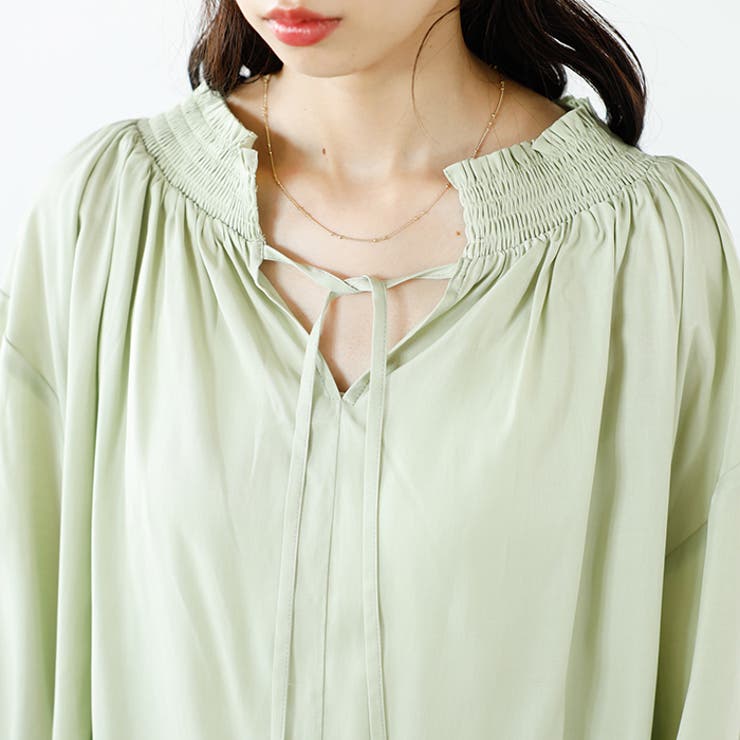 リボン付スキッパーブラウス | GeeRA | 詳細画像14 