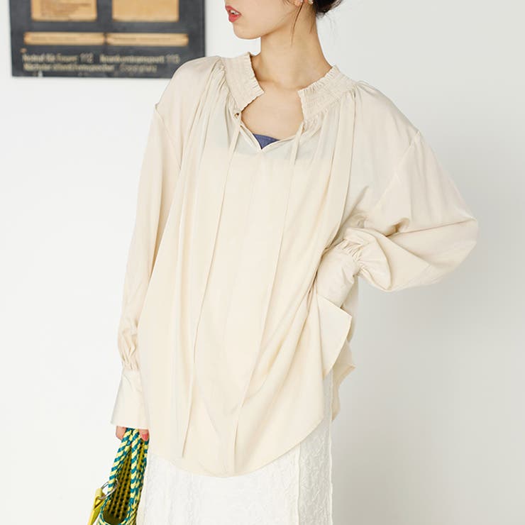 リボン付スキッパーブラウス | GeeRA | 詳細画像16 