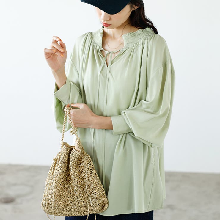 リボン付スキッパーブラウス | GeeRA | 詳細画像17 