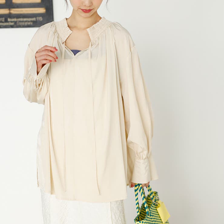 リボン付スキッパーブラウス | GeeRA | 詳細画像5 