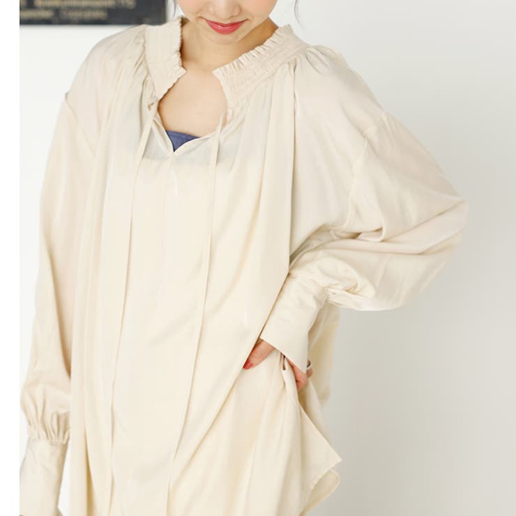 リボン付スキッパーブラウス | GeeRA | 詳細画像7 