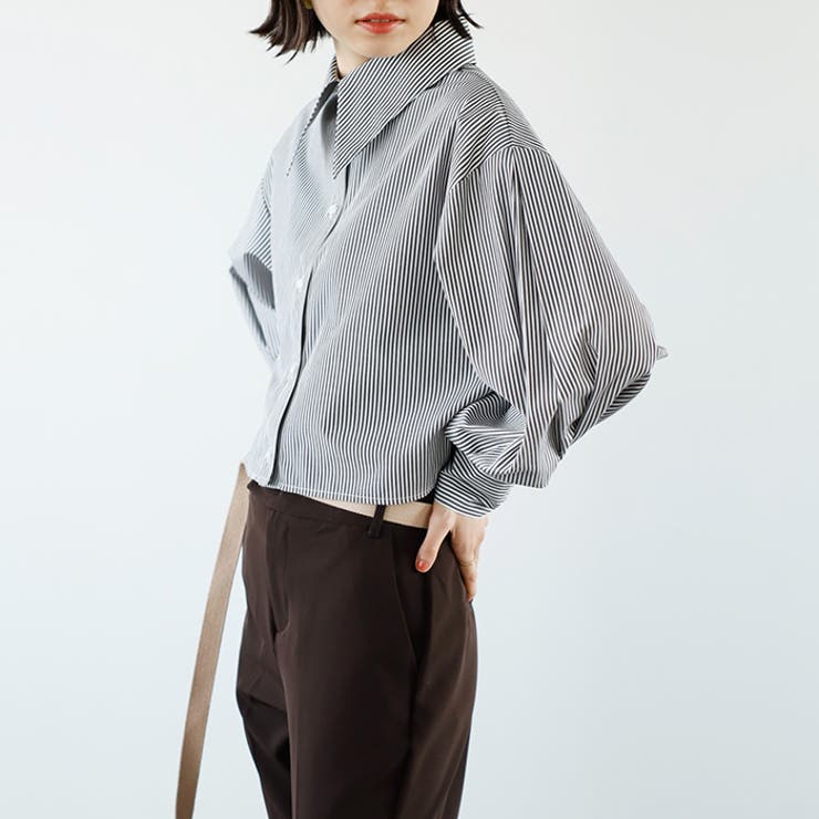 ストライプ柄衿付ショート丈シャツ | GeeRA | 詳細画像3 