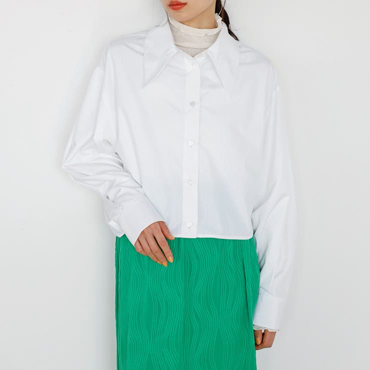 ストライプ柄衿付ショート丈シャツ | GeeRA | 詳細画像7 