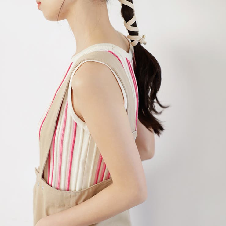 カラバリ豊富なマルチストライプニットタンクトップ＜夏服