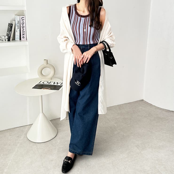カラバリ豊富なマルチストライプニットタンクトップ＜夏服