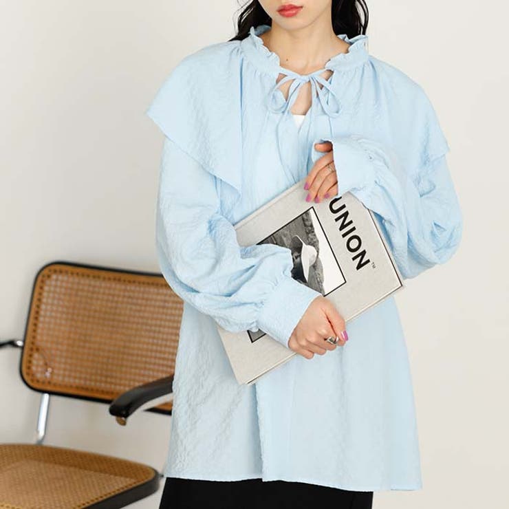 ワッシャー素材フリル衿シャツブラウス | GeeRA | 詳細画像4 