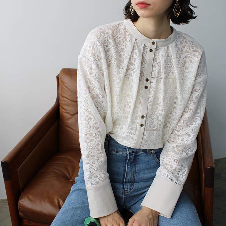 前後２ＷＡＹブロック柄レースシャツ | GeeRA | 詳細画像1 