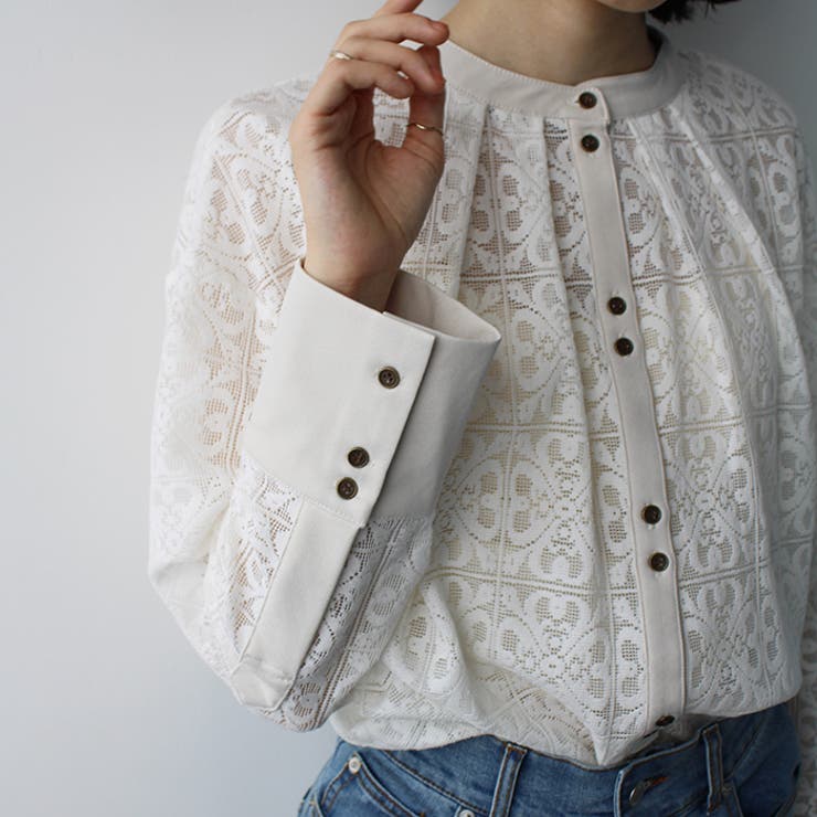 前後２ＷＡＹブロック柄レースシャツ | GeeRA | 詳細画像3 