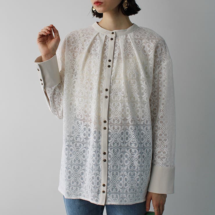 前後２ＷＡＹブロック柄レースシャツ | GeeRA | 詳細画像4 