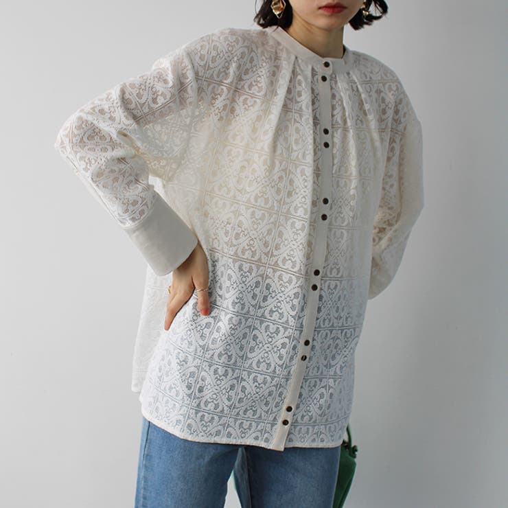 前後２ＷＡＹブロック柄レースシャツ | GeeRA | 詳細画像5 