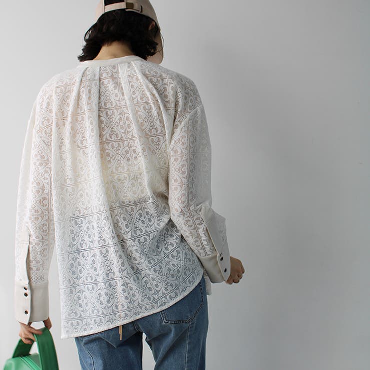 前後２ＷＡＹブロック柄レースシャツ | GeeRA | 詳細画像7 