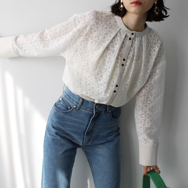 前後２ＷＡＹブロック柄レースシャツ | GeeRA | 詳細画像8 