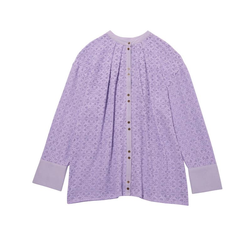 ラベンダー | 前後２ＷＡＹブロック柄レースシャツ | GeeRA