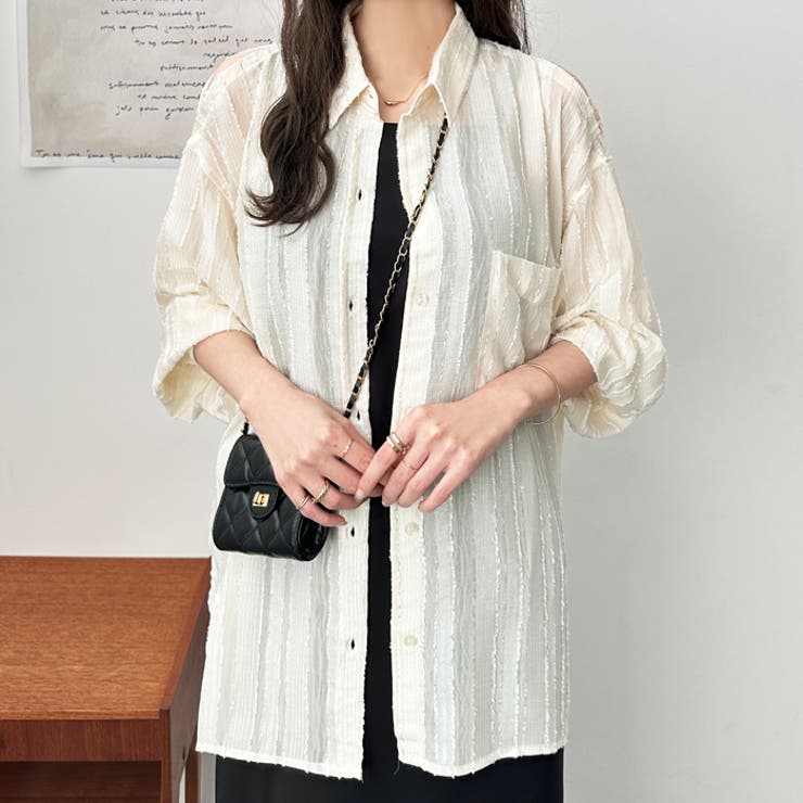 きらきらシアーストライプジャカードシャツ | GeeRA | 詳細画像10 