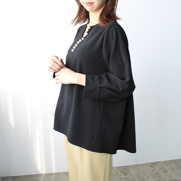 パール調ビーズ付キーネックブラウス | GeeRA | 詳細画像32 