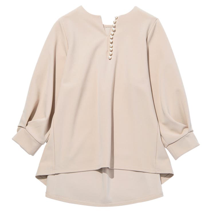 パール調ビーズ付キーネックブラウス | GeeRA | 詳細画像37 