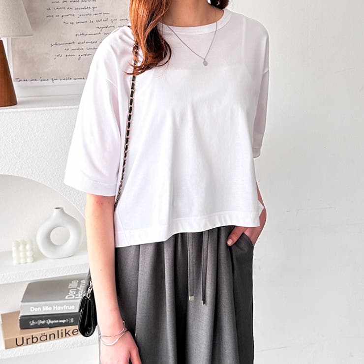 オフホワイト | 綿混素材ショート丈Ｔシャツ 夏服 | GeeRA