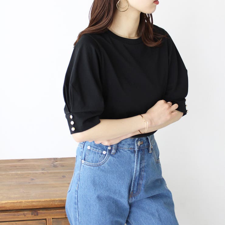 ブラック | 綿混素材タックスリーブＴシャツ＜夏服＞ | GeeRA