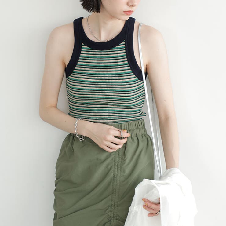 ワッフルボーダーアメスリタンクトップ＜夏服＞[品番