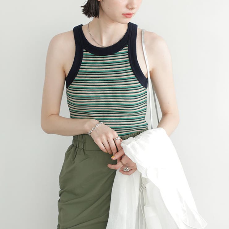 ワッフルボーダーアメスリタンクトップ＜夏服＞[品番