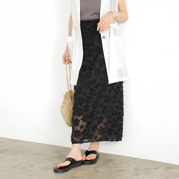 フリンジシアージャカードタイトスカート | GeeRA | 詳細画像14 