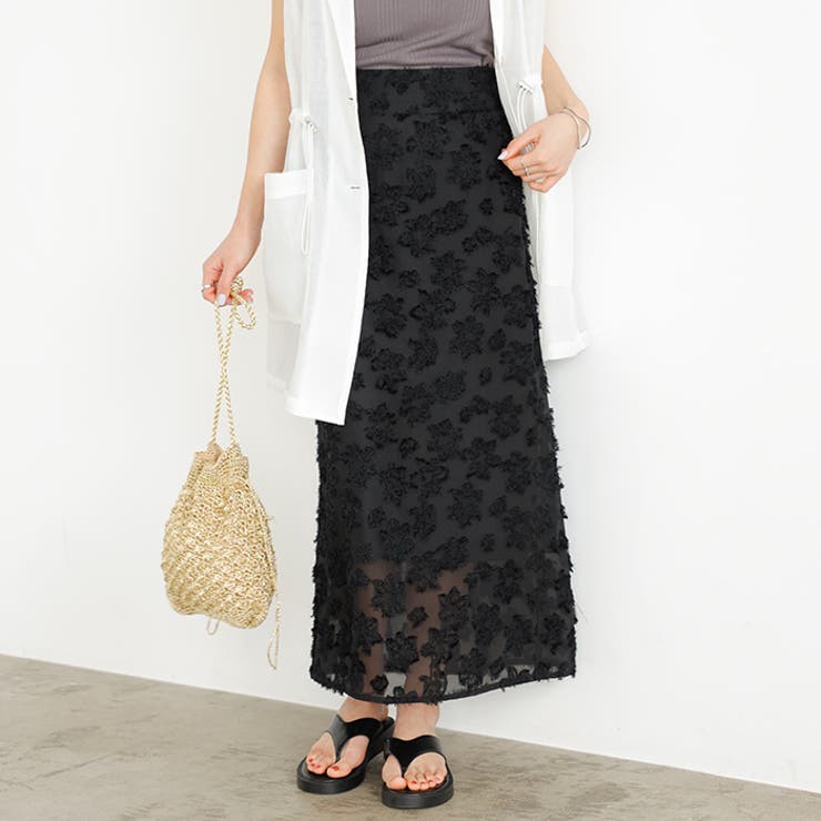 フリンジシアージャカードタイトスカート | GeeRA | 詳細画像2 