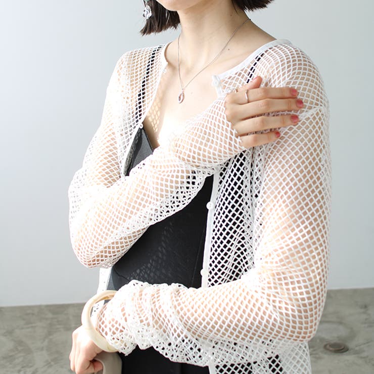 オフホワイト | ２ｗａｙメッシュカーディガン | GeeRA