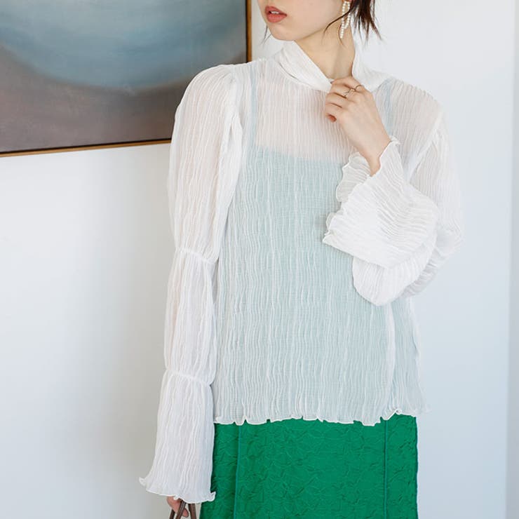 オフホワイト | ティアードバルーン袖ブラウス | GeeRA