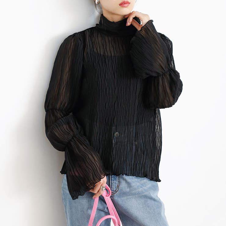 ブラック | ティアードバルーン袖ブラウス | GeeRA