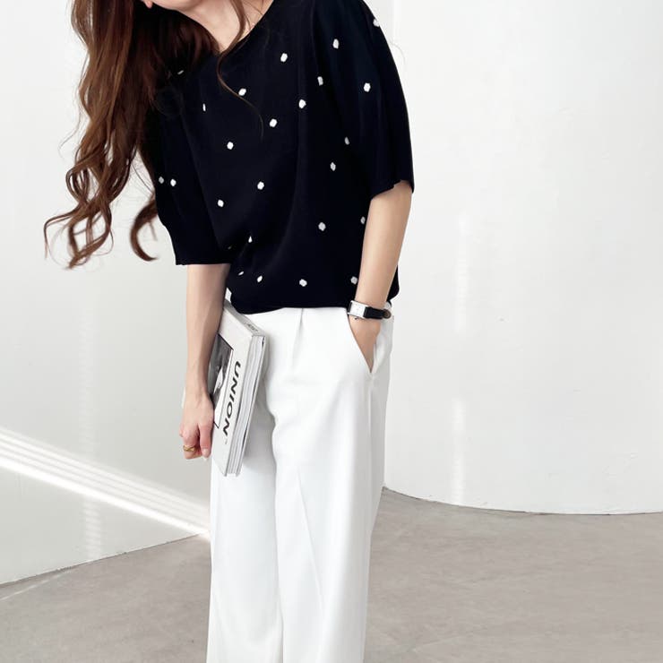 ドット柄ジャカードサマーニットトップス（半袖） | GeeRA | 詳細画像20 