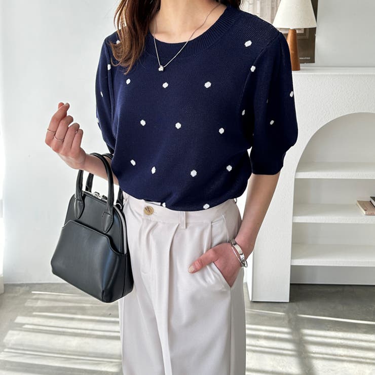 ドット柄ジャカードサマーニットトップス（半袖） | GeeRA | 詳細画像46 