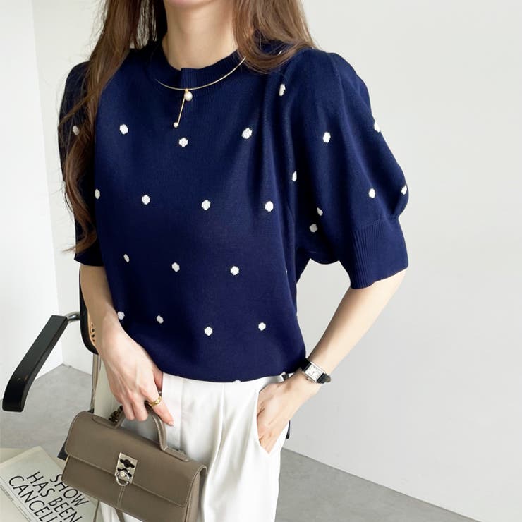 ドット柄ジャカードサマーニットトップス（半袖） | GeeRA | 詳細画像39 