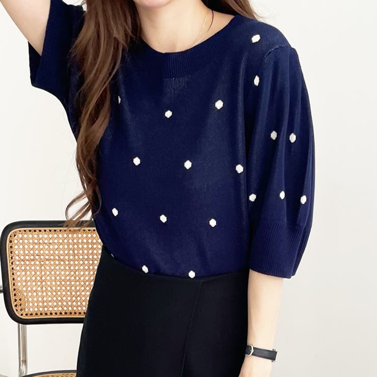 ドット柄ジャカードサマーニットトップス（半袖） | GeeRA | 詳細画像37 