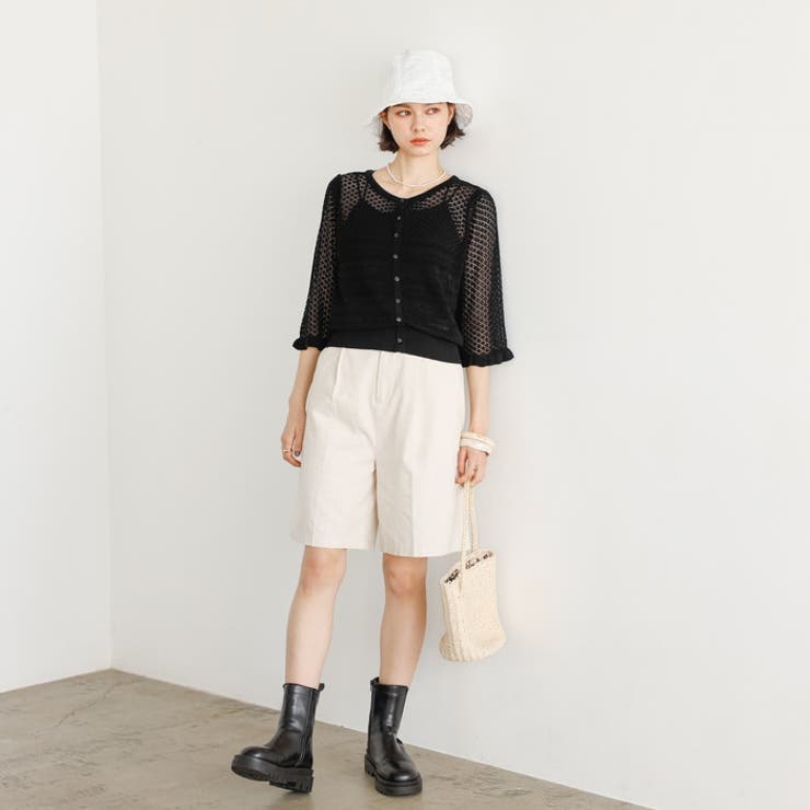 【セットアップ対応】クロシェ編風ニットカーディガン | GeeRA | 詳細画像9 