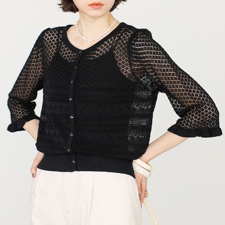 【セットアップ対応】クロシェ編風ニットカーディガン | GeeRA | 詳細画像11 