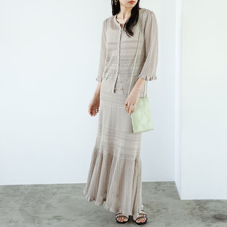 【セットアップ対応】クロシェ編風ニットカーディガン | GeeRA | 詳細画像2 