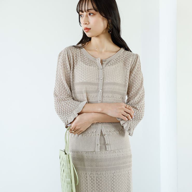 【セットアップ対応】クロシェ編風ニットカーディガン | GeeRA | 詳細画像5 