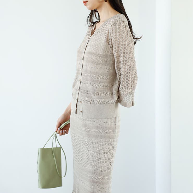 【セットアップ対応】クロシェ編風ニットカーディガン | GeeRA | 詳細画像6 