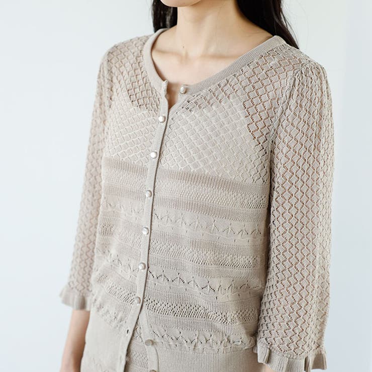 【セットアップ対応】クロシェ編風ニットカーディガン | GeeRA | 詳細画像7 