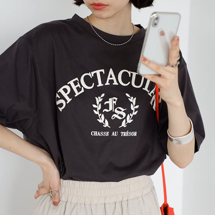 チャコール | ラメロゴプリントＴシャツ＜夏服＞ | GeeRA