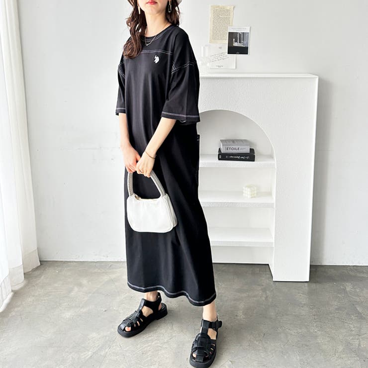 【Ｕ．Ｓ． ＰＯＬＯ ＡＳＳＮ．】配色ステッチＴシャツワンピース 夏服 | GeeRA | 詳細画像11 